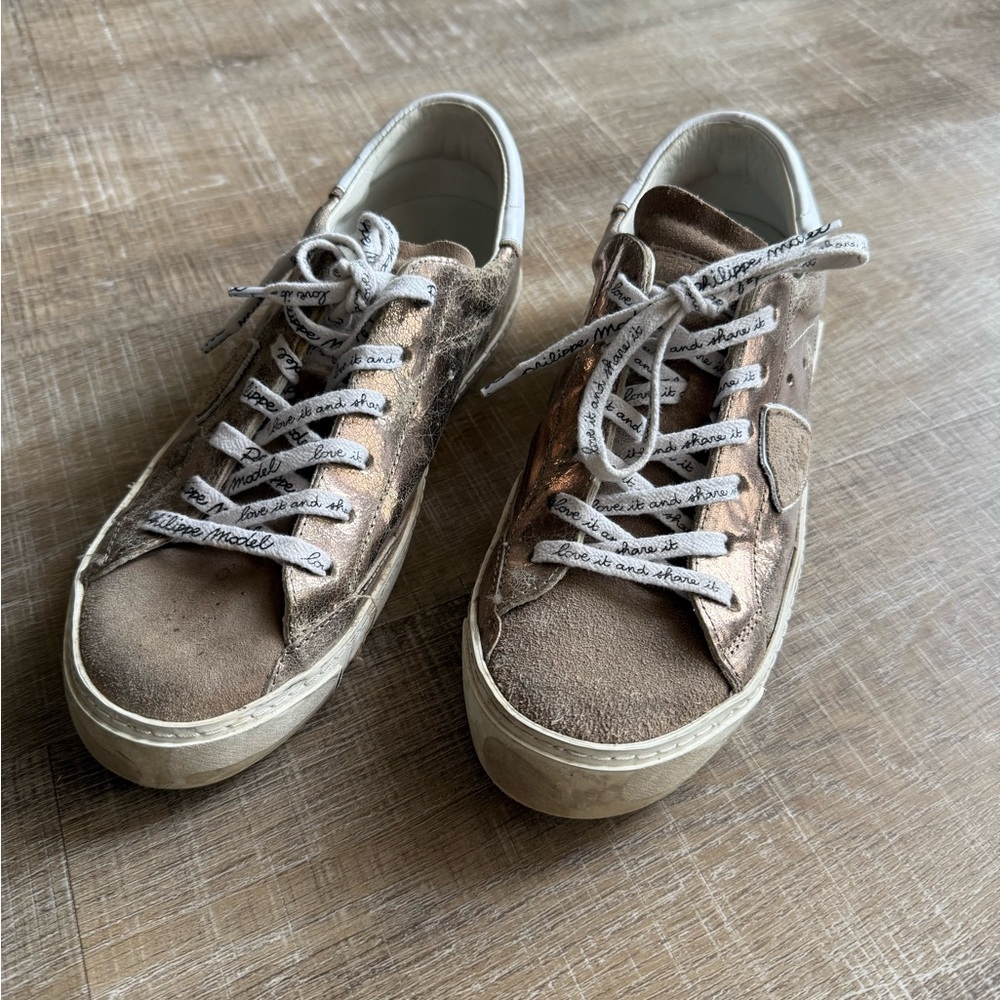 Philippe Model Bronze and White Sneakers
